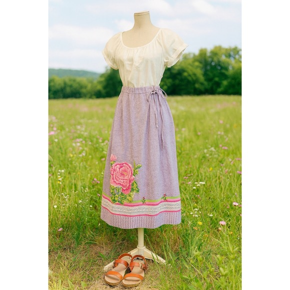 Handmade Dresses & Skirts - 🌸🪻Gorgeous Handmade Floral Embroidered Maxi Skirt - Purple and Pink🪻🌸